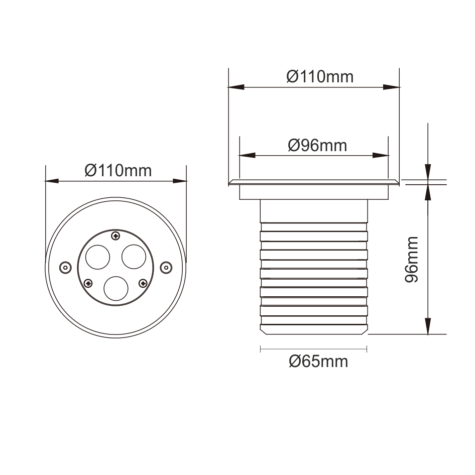 ATHRON AC Bodeneinbau asym. 6W IP67