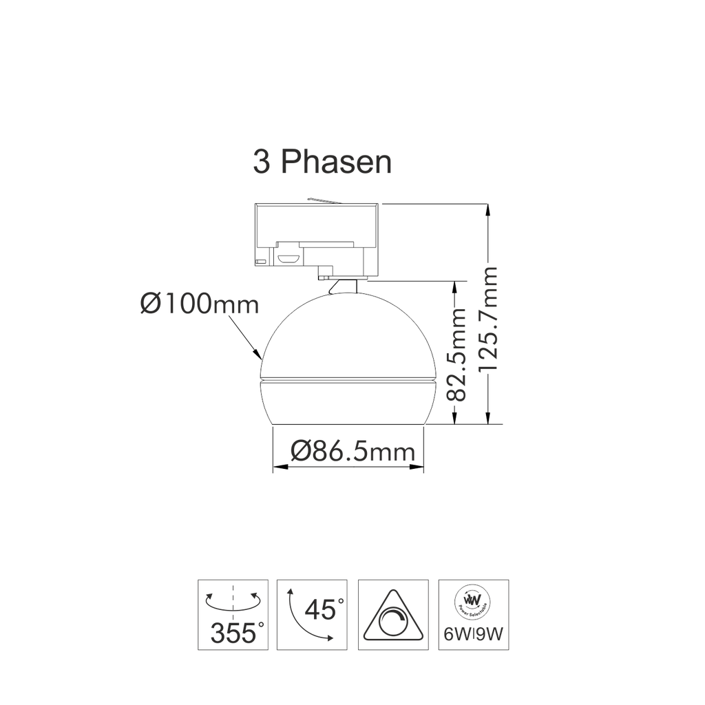 FUSION OPL 3Phasenstrahler 9W