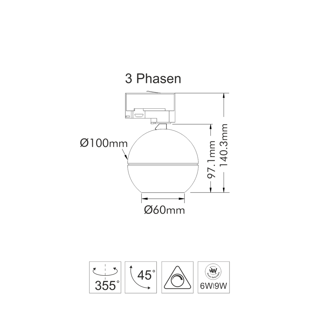 FUSION OML 3Phasenstrahler 9W