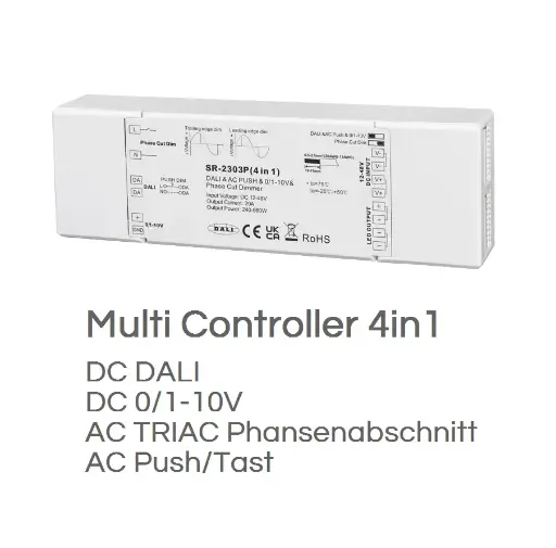 [2303P-4in1] DALI 4 in 1 LED Controller - 12-36V DC - TRIAC + 0/1-10V + DALI + PUSH
